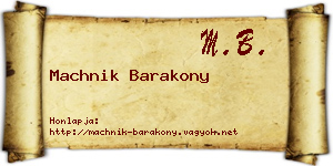 Machnik Barakony névjegykártya